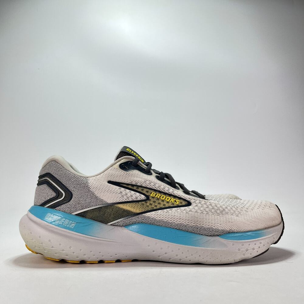 Brooks Glycerin 21 Grey Blue Yellow Road Running Shoes 1104191D184 Men's Sz 12.5